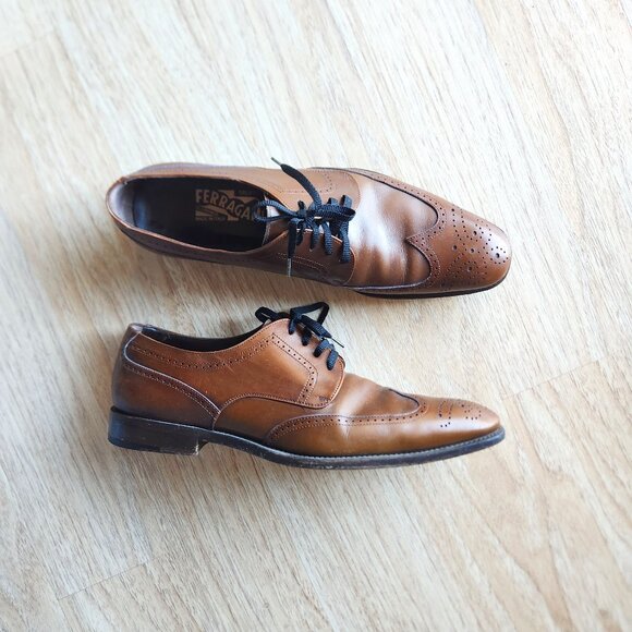 SALVATORE FERRAGAMO Made in Italy Brown Leather Oxford Dress Shoes Lace-Up main image 12